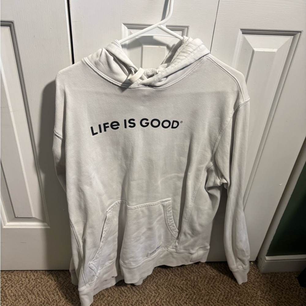 Life is Good Men's White Hoodie